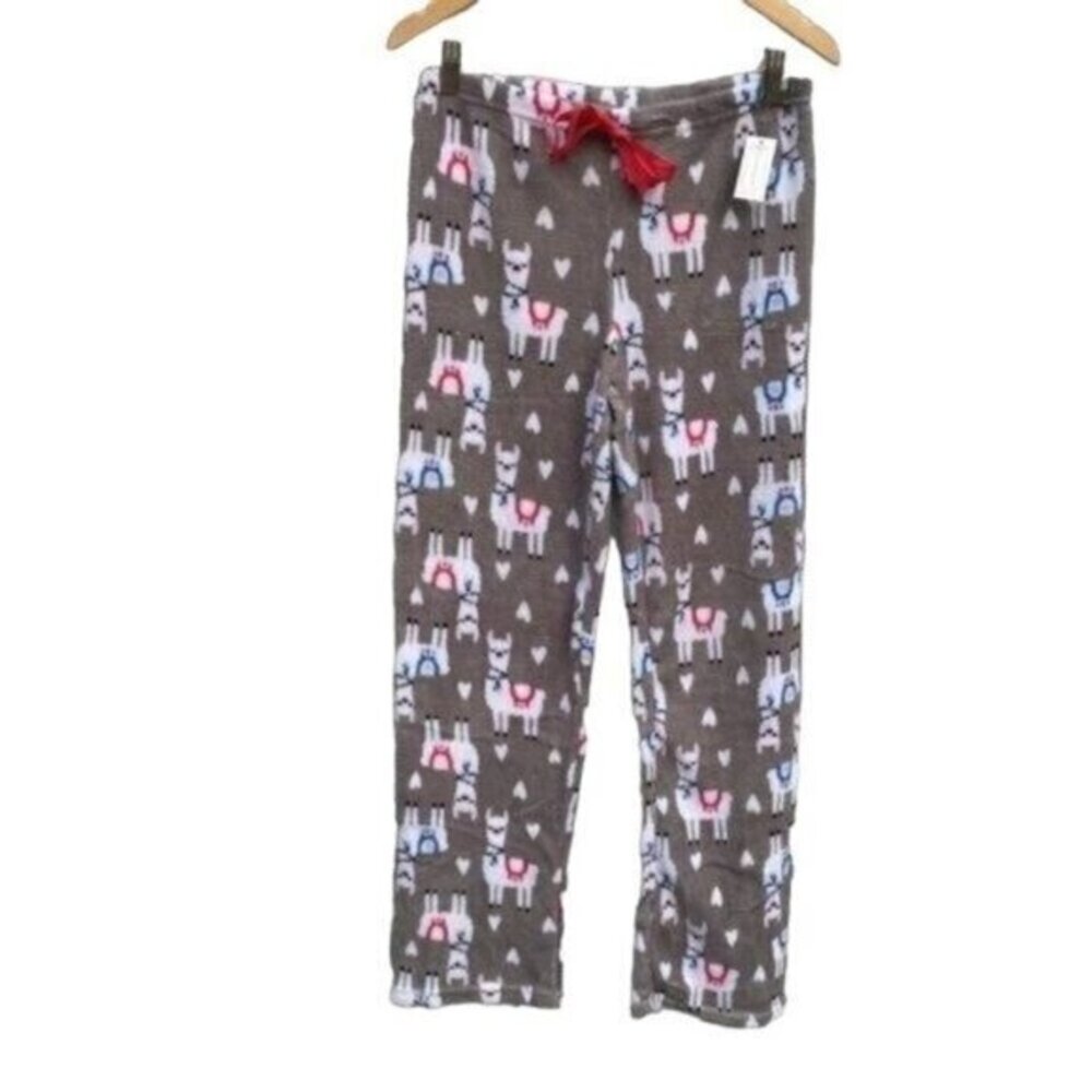 Llama Alpaca Print Fuzzy Pajama Lounge Pants New Medium